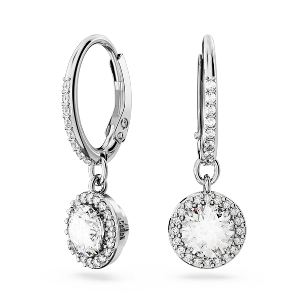 SWAROVSKI CONSTELLA DROP EARRINGS, ROUND CUT, PAVÉ, WHITE, RHODIUM PLATED 5636270