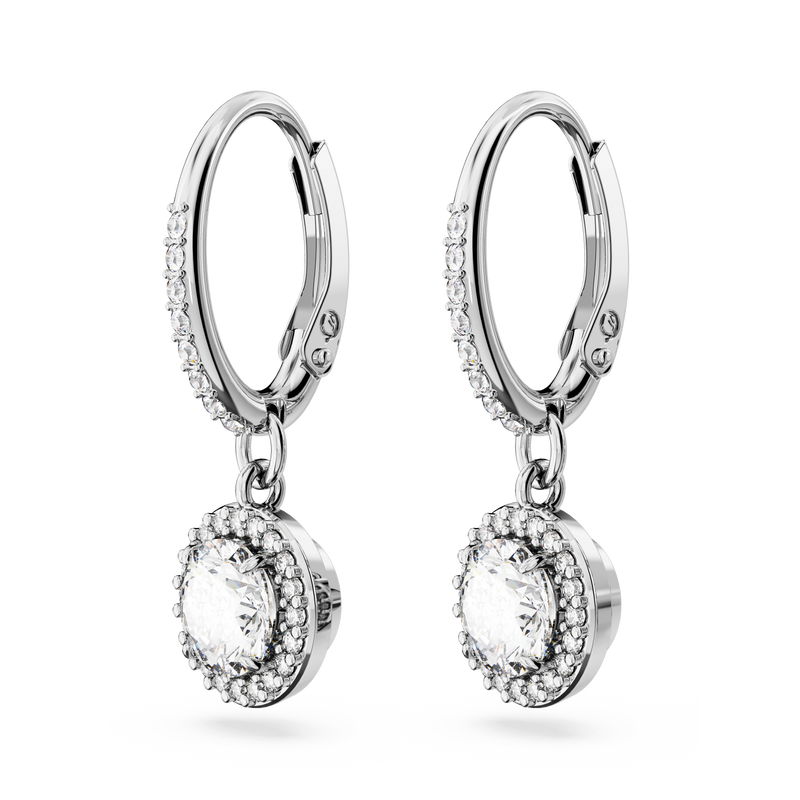 SWAROVSKI CONSTELLA DROP EARRINGS, ROUND CUT, PAVÉ, WHITE, RHODIUM PLATED 5636270