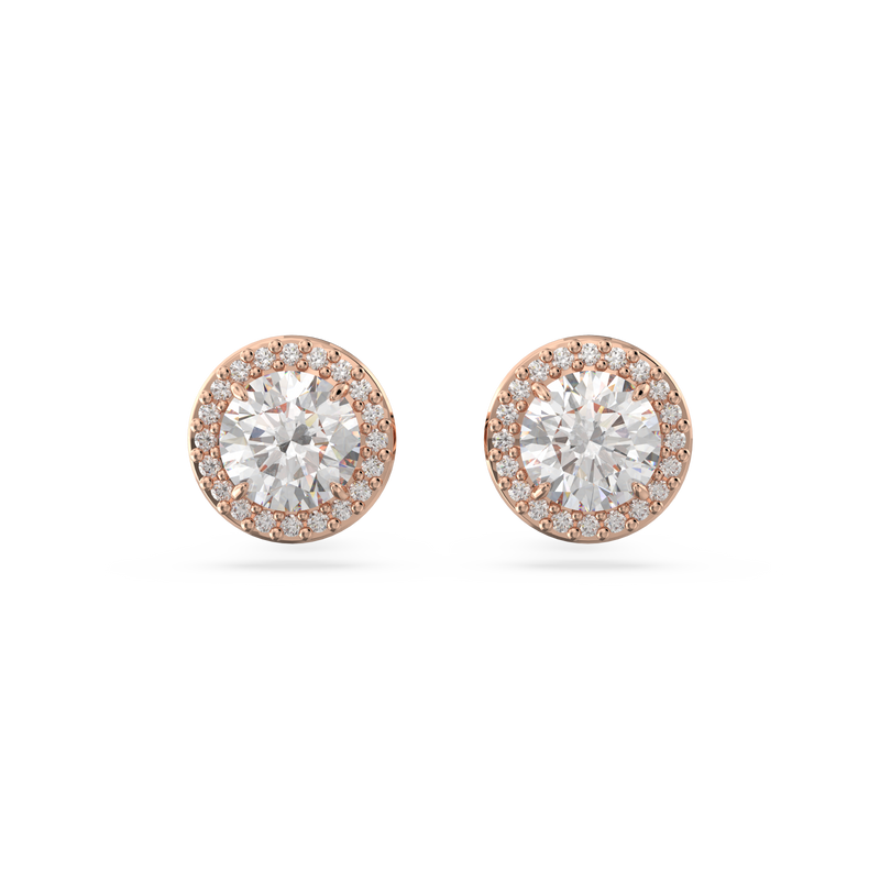 SWAROVSKI CONSTELLA STUD EARRINGS, ROUND CUT, PAVÉ, WHITE, ROSE GOLD-TONE PLATED 5636275