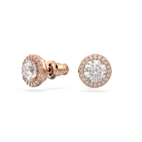 SWAROVSKI CONSTELLA STUD EARRINGS, ROUND CUT, PAVÉ, WHITE, ROSE GOLD-TONE PLATED 5636275