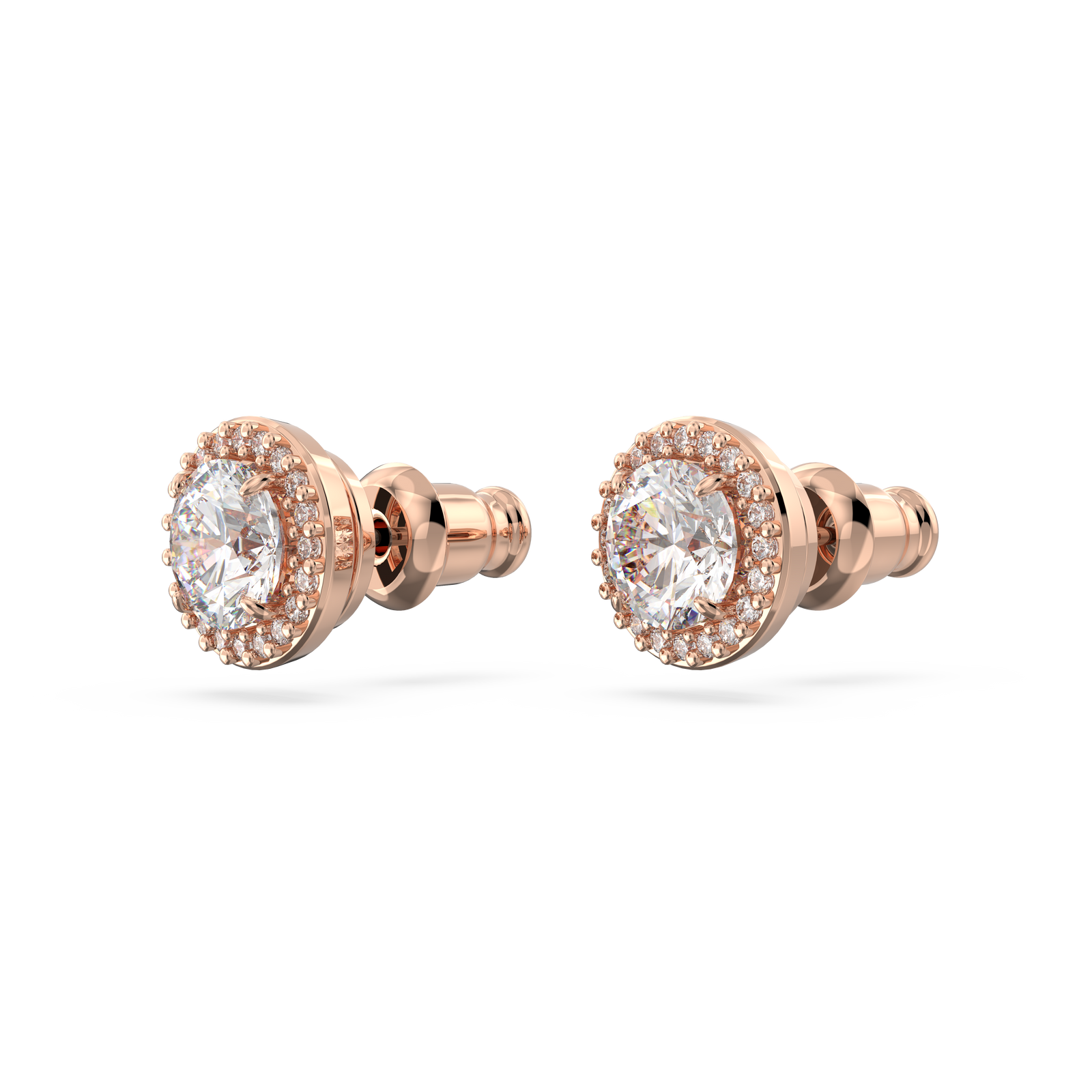 Swarovski Constella stud earrings, Round cut, Pavé, White