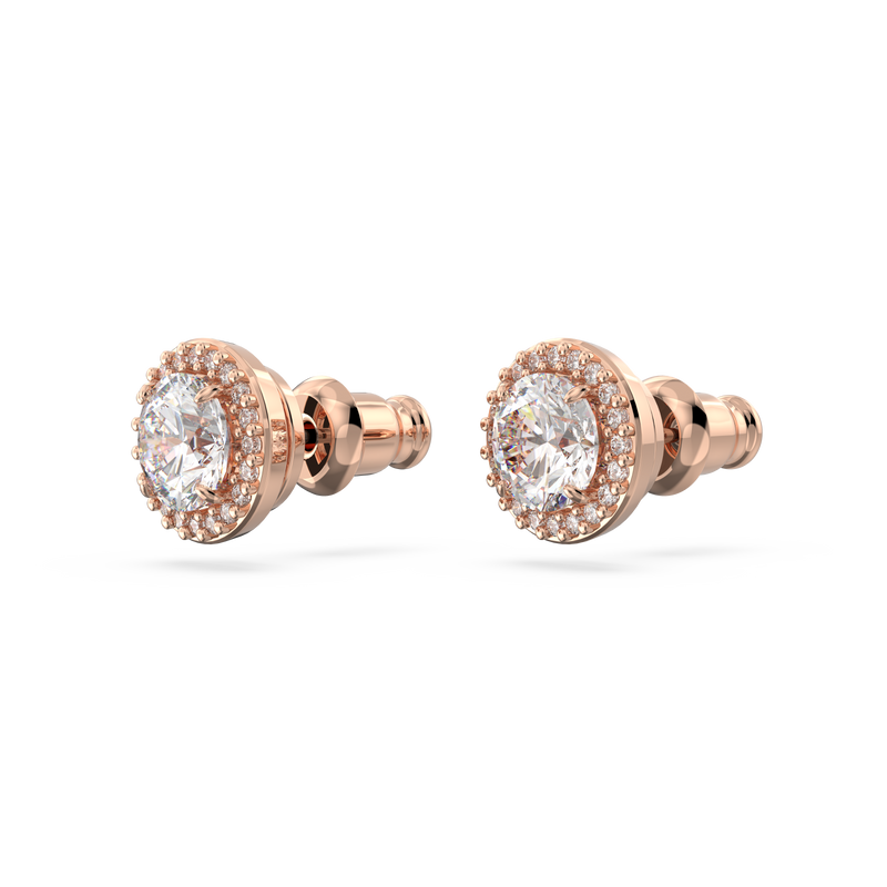 SWAROVSKI CONSTELLA STUD EARRINGS, ROUND CUT, PAVÉ, WHITE, ROSE GOLD-TONE PLATED 5636275