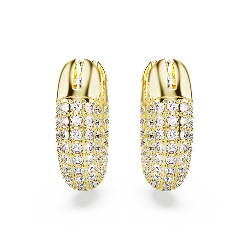 SWAROVSKI DEXTERA HOOP EARRINGS, SMALL, WHITE, GOLD-TONE PLATED 5636530