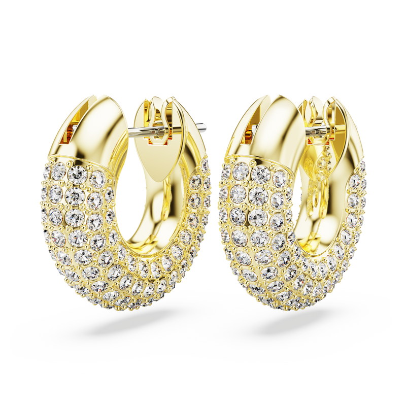 SWAROVSKI DEXTERA HOOP EARRINGS, SMALL, WHITE, GOLD-TONE PLATED 5636530