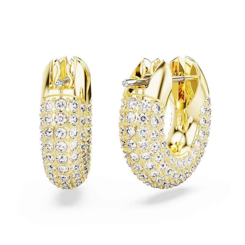 SWAROVSKI DEXTERA HOOP EARRINGS, SMALL, WHITE, GOLD-TONE PLATED 5636530