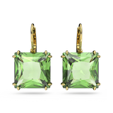 SWAROVSKI MILLENIA DROP EARRINGS, SQUARE CUT, GREEN, GOLD-TONE PLATED 5636564