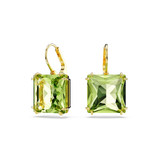 Swarovski Millenia drop earrings, Square cut, Green, Gold-tone plated 5636564