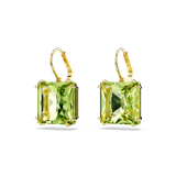 Swarovski Millenia drop earrings, Square cut, Green, Gold-tone plated 5636564