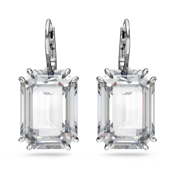 SWAROVSKI MILLENIA DROP EARRINGS, OCTAGON CUT, WHITE, RHODIUM PLATED 5636569