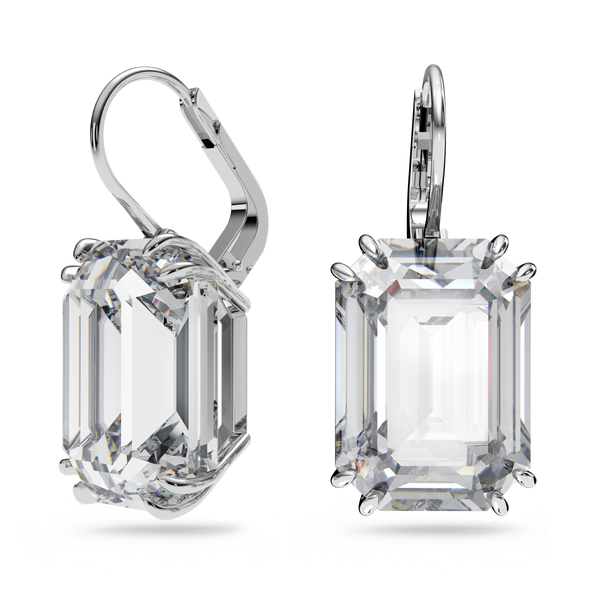 SWAROVSKI MILLENIA DROP EARRINGS, OCTAGON CUT, WHITE, RHODIUM PLATED 5636569