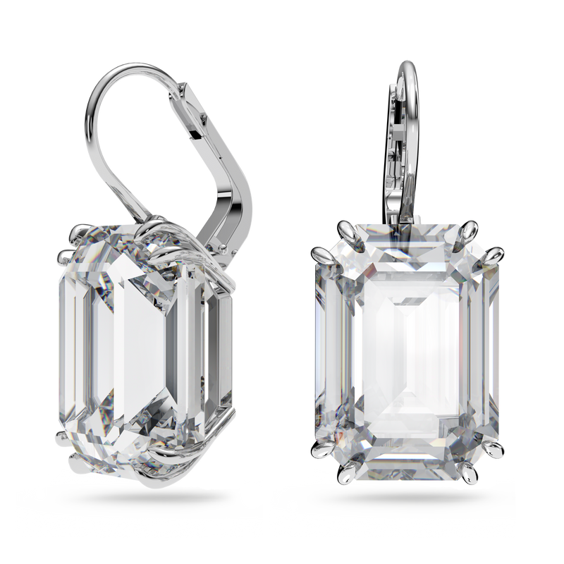 SWAROVSKI MILLENIA DROP EARRINGS, OCTAGON CUT, WHITE, RHODIUM PLATED 5636569