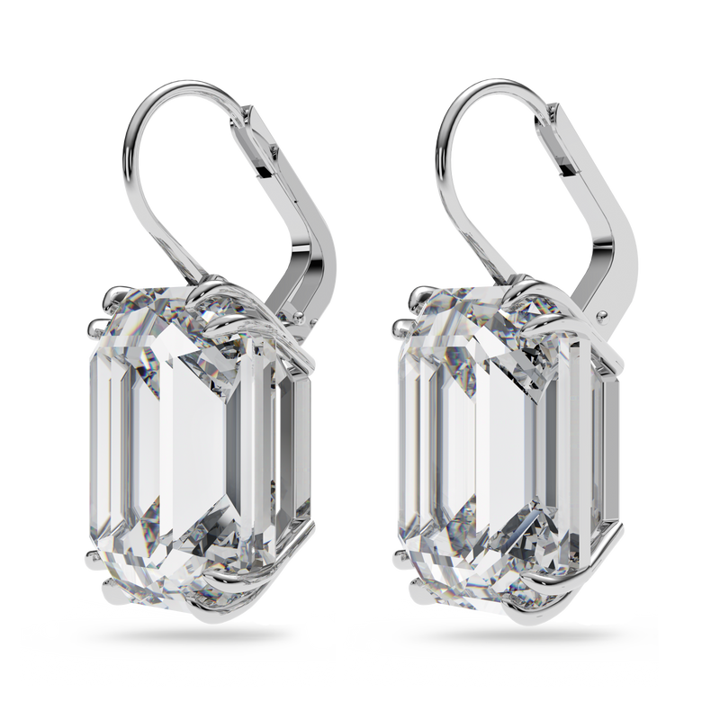 SWAROVSKI MILLENIA DROP EARRINGS, OCTAGON CUT, WHITE, RHODIUM PLATED 5636569