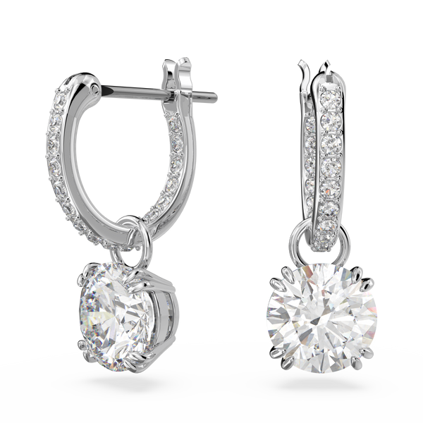 SWAROVSKI CONSTELLA DROP EARRINGS, ROUND CUT, WHITE, RHODIUM PLATED 5636717