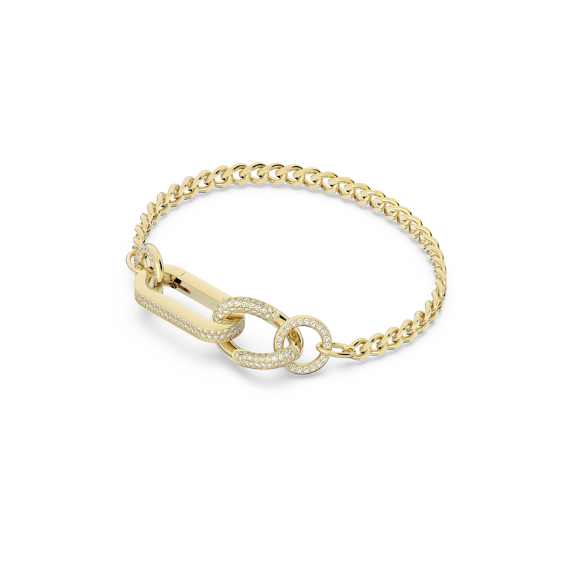 SWAROVSKI DEXTERA BRACELET, PAVÉ, MIXED LINKS, WHITE, GOLD-TONE PLATED