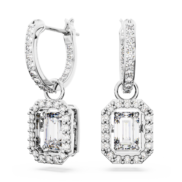 SWAROVSKI MILLENIA DROP EARRINGS, OCTAGON CUT, WHITE, RHODIUM PLATED 5638495