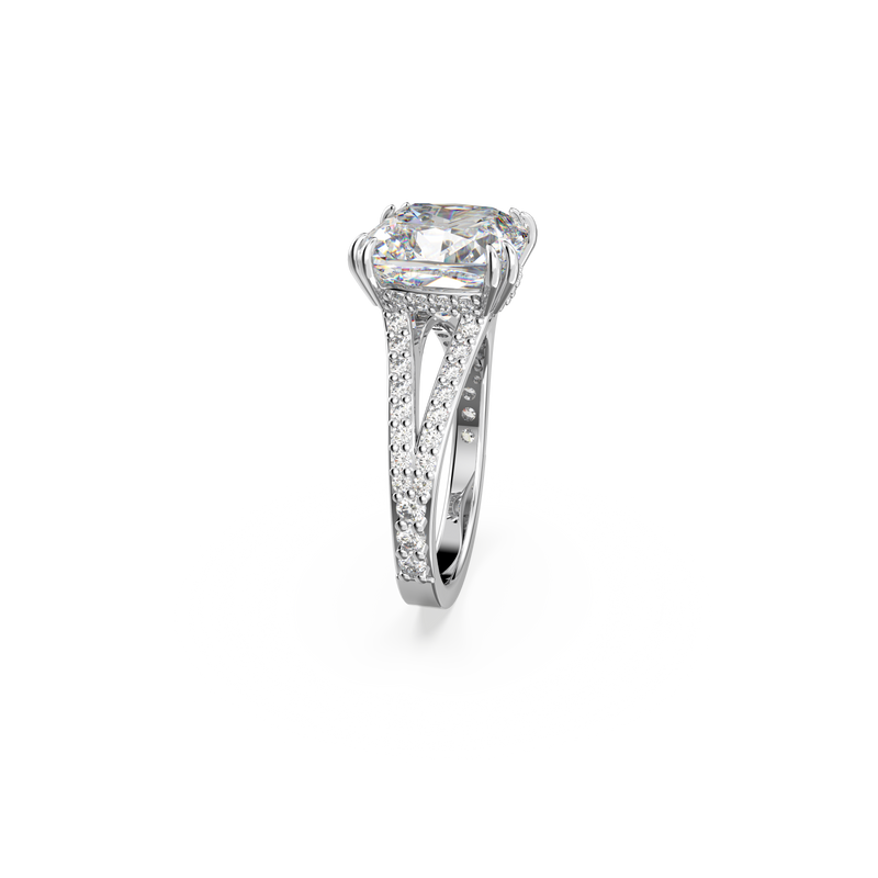 SWAROVSKI CONSTELLA COCKTAIL RING, SQUARE CUT, PAVÉ, WHITE, RHODIUM PLATED