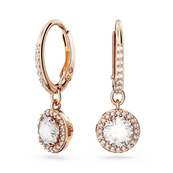 SWAROVSKI CONSTELLA DROP EARRINGS, ROUND CUT, PAVÉ, WHITE, ROSE GOLD-TONE PLATED 5638769