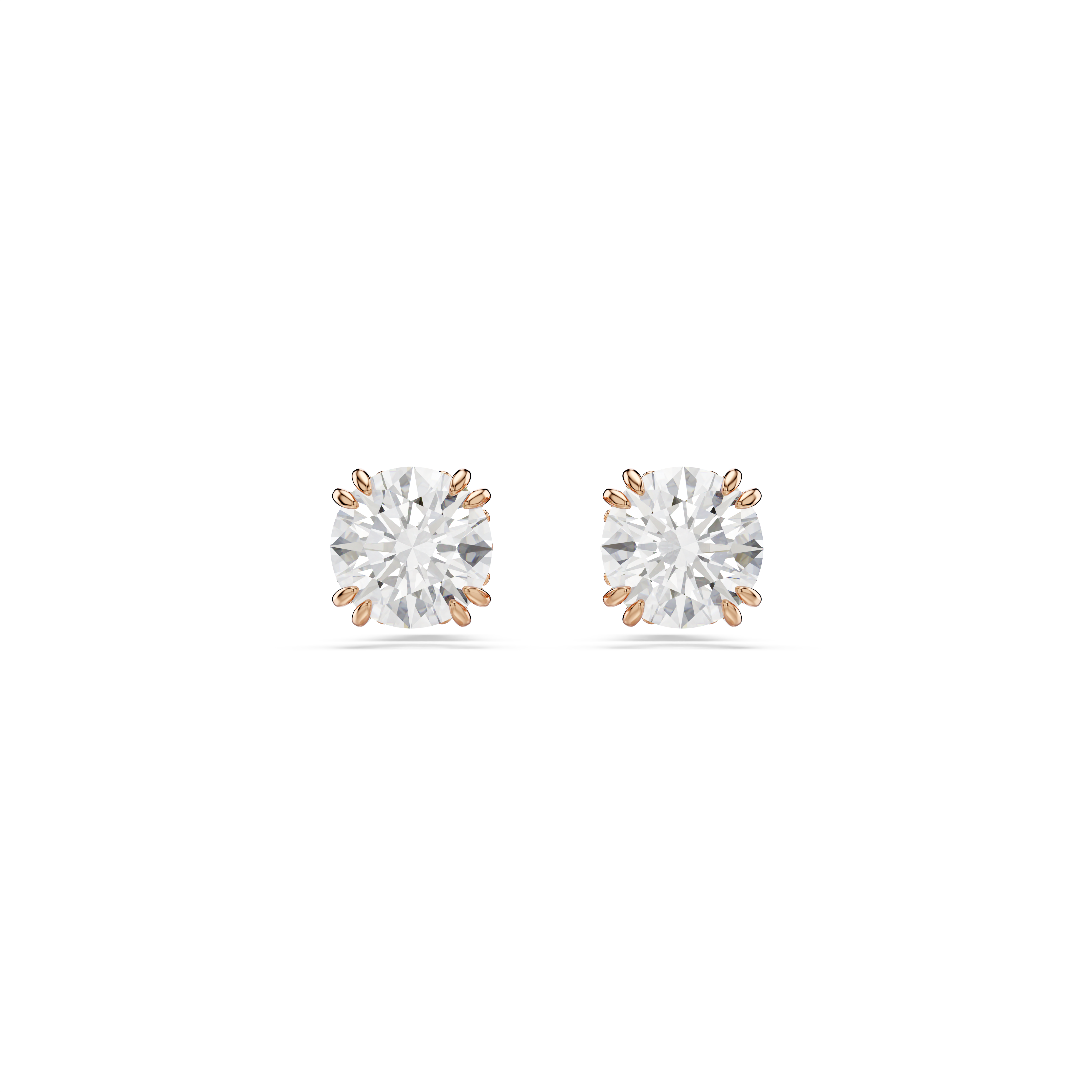 Swarovski Stilla stud earrings, Round cut, White, Rose gold-tone plated ...