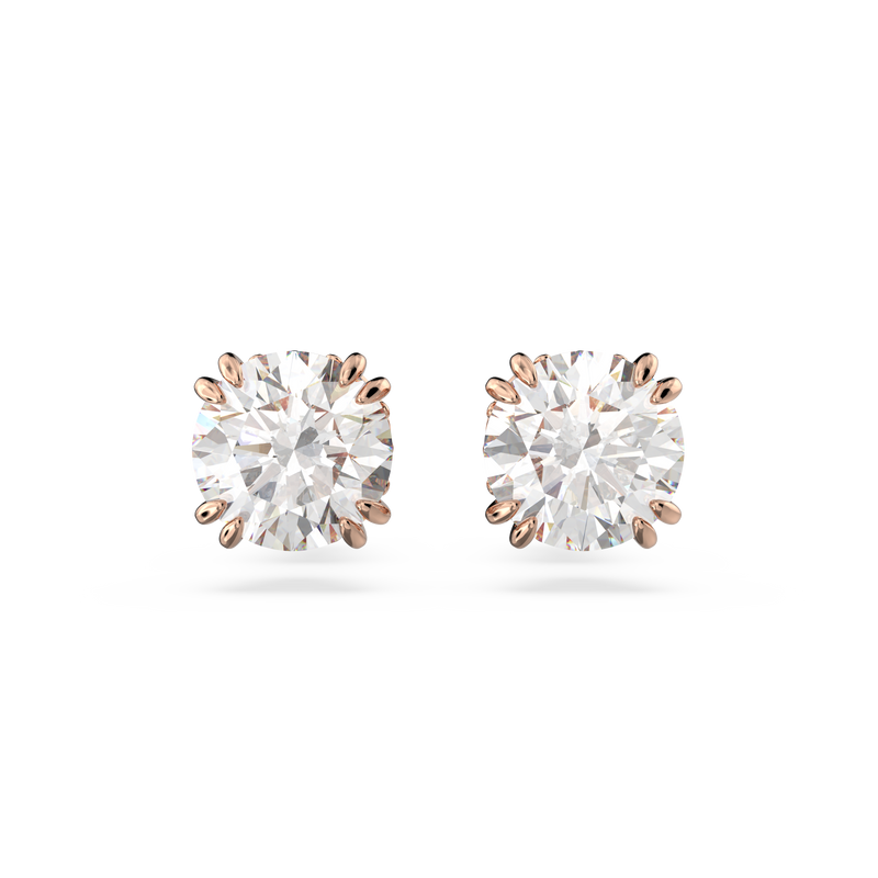 SWAROVSKI CONSTELLA STUD EARRINGS, ROUND CUT, WHITE, ROSE GOLD-TONE PLATED 5638801