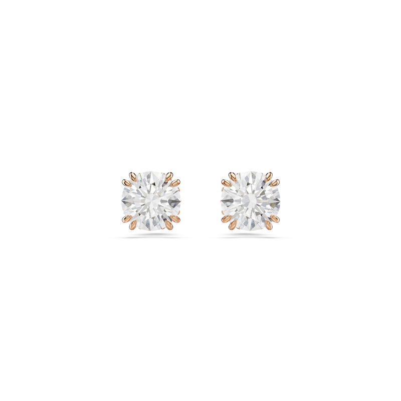 Swarovski Stilla stud earrings, Round cut, White, Rose gold-tone plated ...