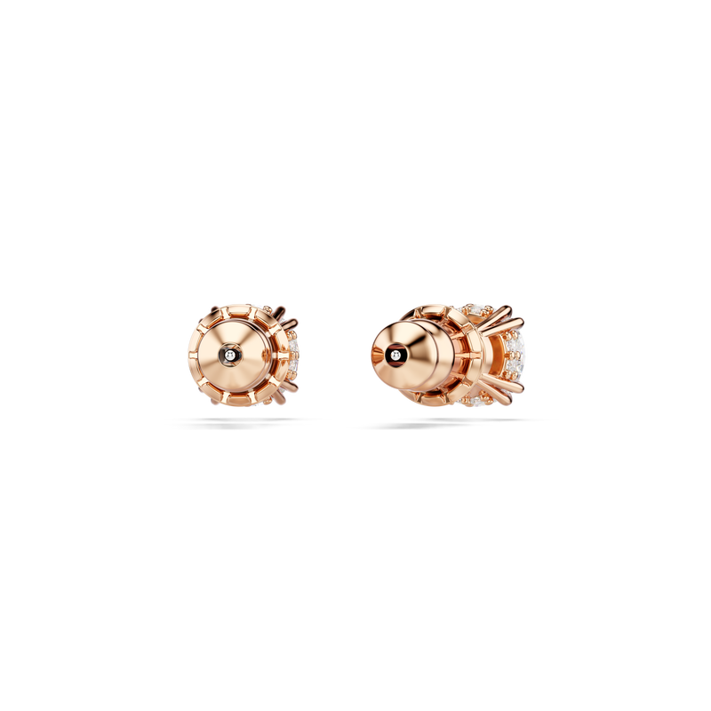 Swarovski Stilla stud earrings, Round cut, White, Rose gold-tone plated ...