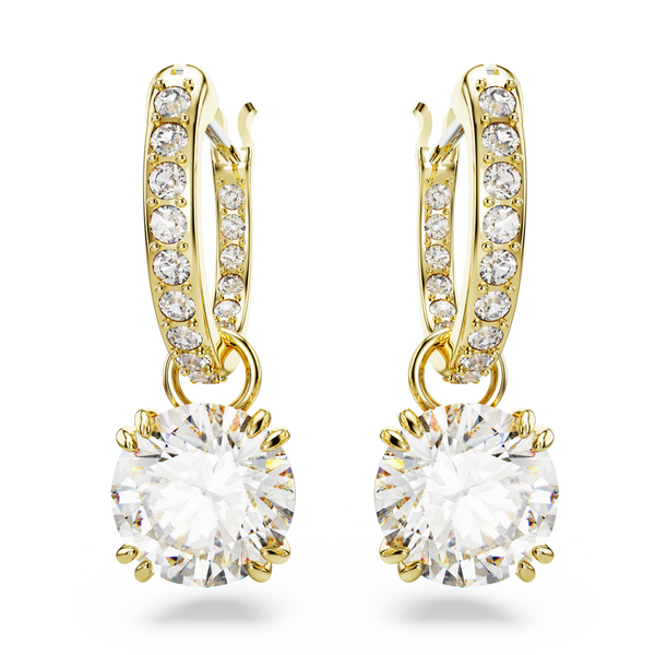 SWAROVSKI CONSTELLA DROP EARRINGS, ROUND CUT, WHITE, GOLD-TONE PLATED 5638802