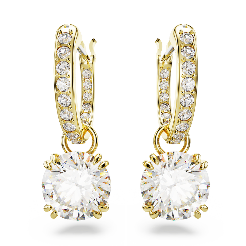 SWAROVSKI CONSTELLA DROP EARRINGS, ROUND CUT, WHITE, GOLD-TONE PLATED 5638802