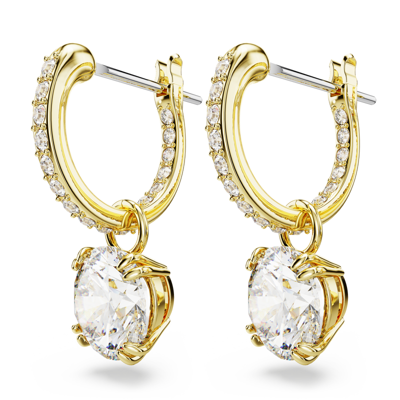 SWAROVSKI CONSTELLA DROP EARRINGS, ROUND CUT, WHITE, GOLD-TONE PLATED 5638802