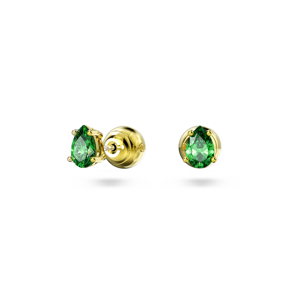 SWAROVSKI STILLA STUD EARRINGS, PEAR CUT, GREEN, GOLD-TONE PLATED 5639120