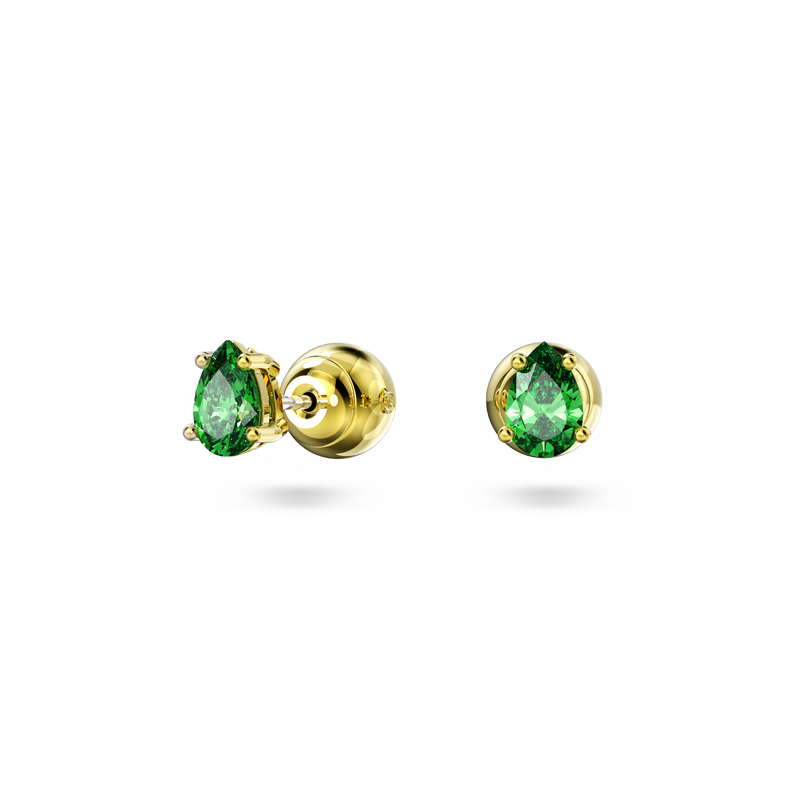 SWAROVSKI STILLA STUD EARRINGS, PEAR CUT, GREEN, GOLD-TONE PLATED 5639120