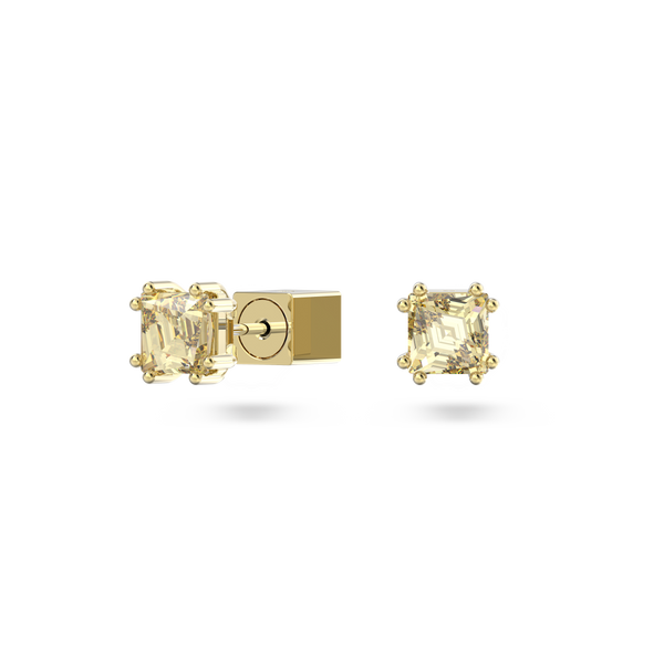 SWAROVSKI STILLA STUD EARRINGS, SQUARE CUT, YELLOW, GOLD-TONE PLATED 5639124