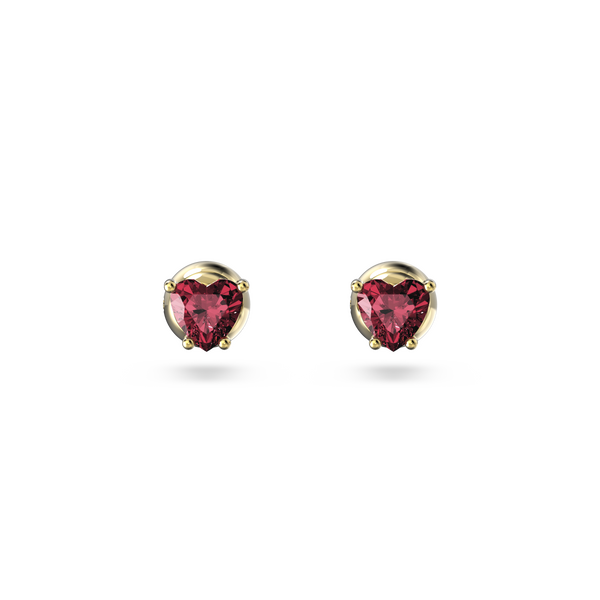 SWAROVSKI STILLA STUD EARRINGS, HEART, RED, GOLD-TONE PLATED 5639133