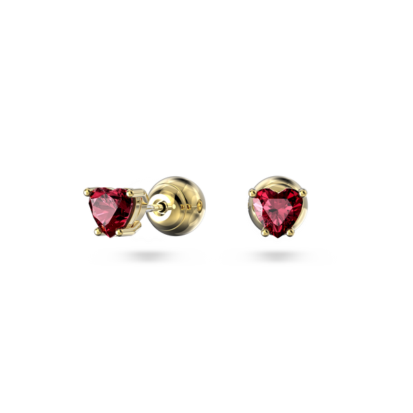 SWAROVSKI STILLA STUD EARRINGS, HEART, RED, GOLD-TONE PLATED 5639133