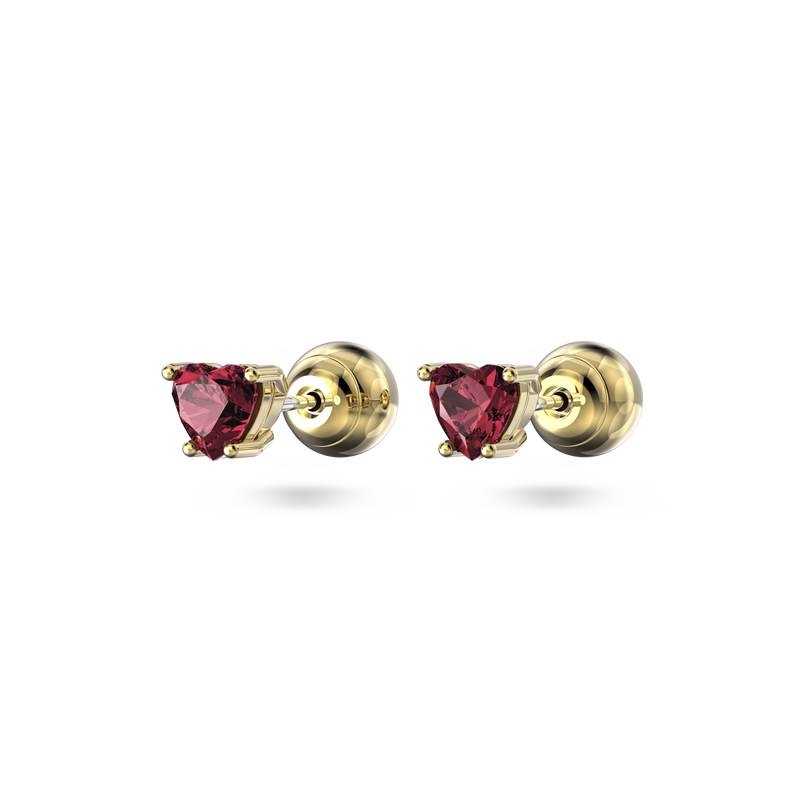 SWAROVSKI STILLA STUD EARRINGS, HEART, RED, GOLD-TONE PLATED 5639133