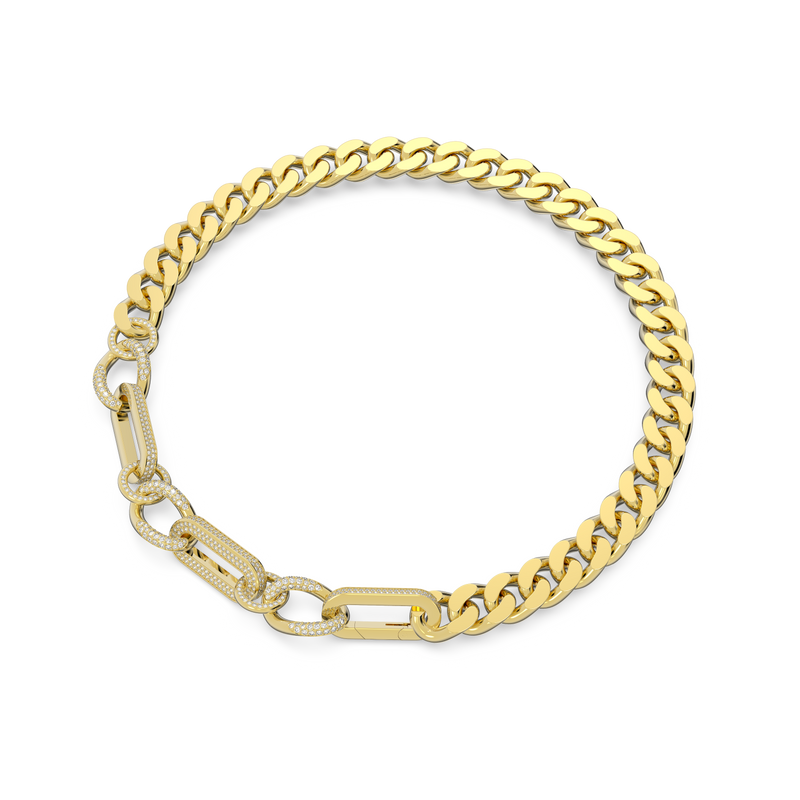 SWAROVSKI DEXTERA NECKLACE, STATEMENT, MIXED LINKS, WHITE, GOLD-TONE PLATED 5639332