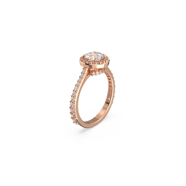 SWAROVSKI CONSTELLA COCKTAIL RING, ROUND CUT, PAVÉ, WHITE, ROSE GOLD-TONE PLATED