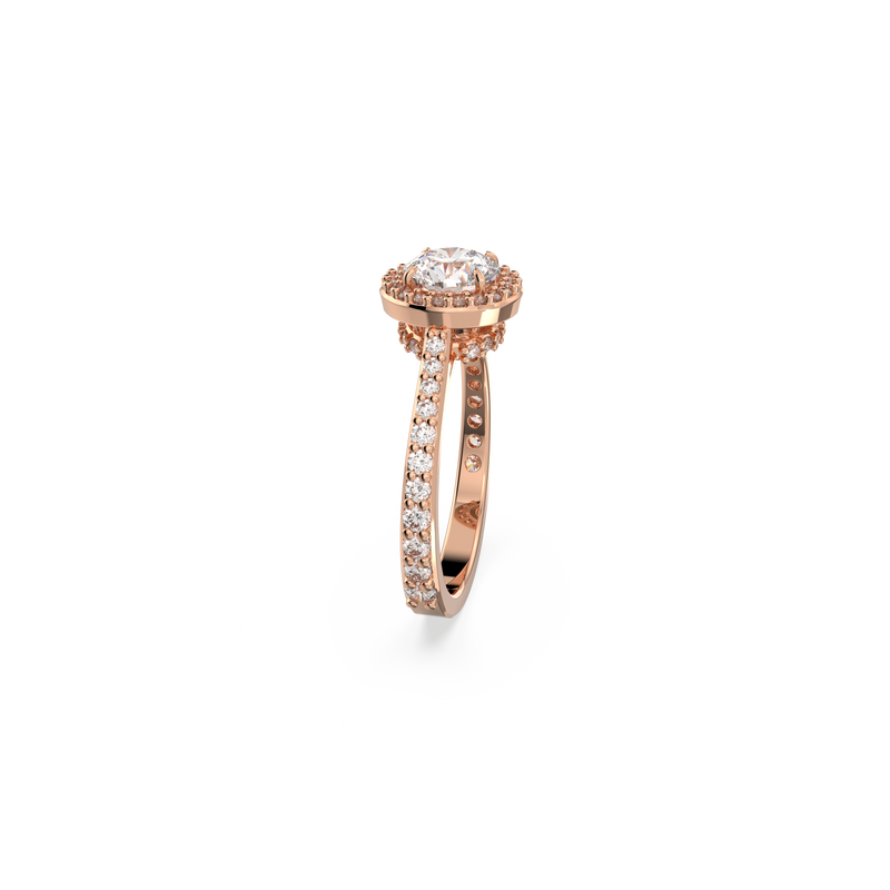 SWAROVSKI CONSTELLA COCKTAIL RING, ROUND CUT, PAVÉ, WHITE, ROSE GOLD-TONE PLATED