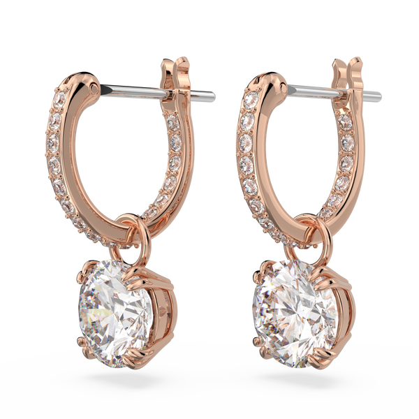 SWAROVSKI CONSTELLA DROP EARRINGS, ROUND CUT, WHITE, ROSE GOLD-TONE PLATED 5639975