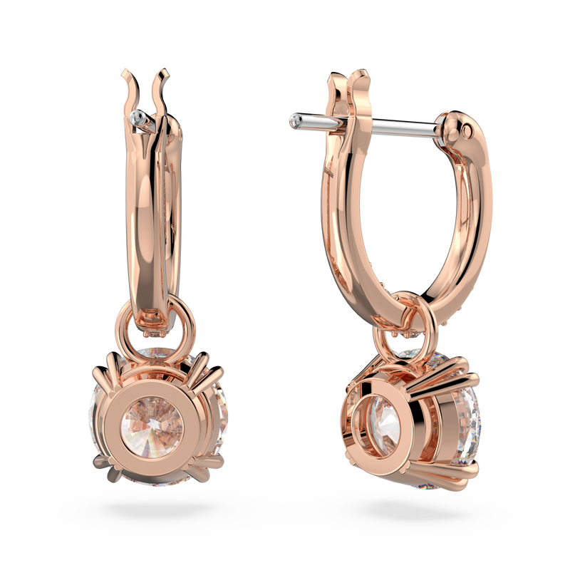 SWAROVSKI CONSTELLA DROP EARRINGS, ROUND CUT, WHITE, ROSE GOLD-TONE PLATED 5639975