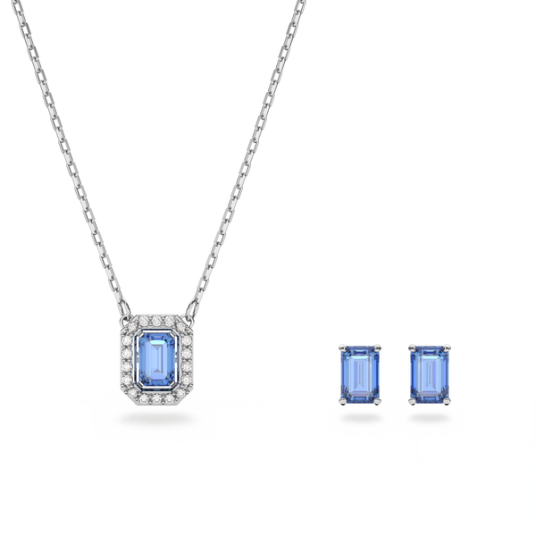 SWAROVSKI MILLENIA SET, OCTAGON CUT, BLUE, RHODIUM PLATED 5641171