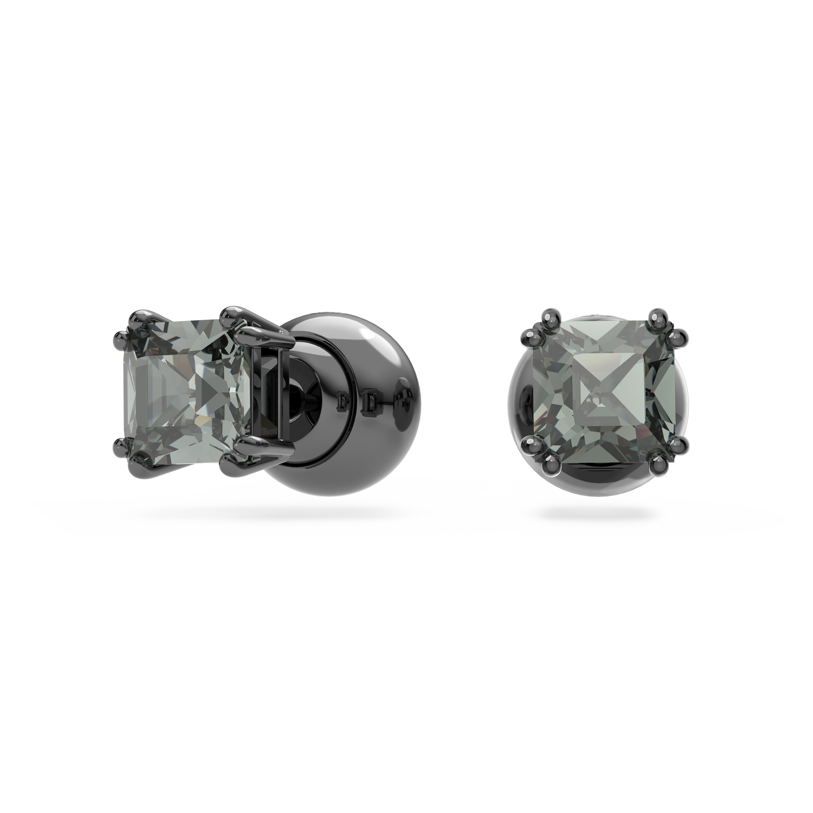 SWAROVSKI MILLENIA STUD EARRINGS SQUARE CUT BLACK RUTHENIUM PLATED 5642511