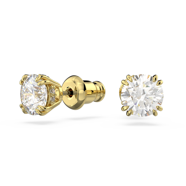 SWAROVSKI CONSTELLA STUD EARRINGS, ROUND CUT, WHITE, GOLD-TONE PLATED 5642595