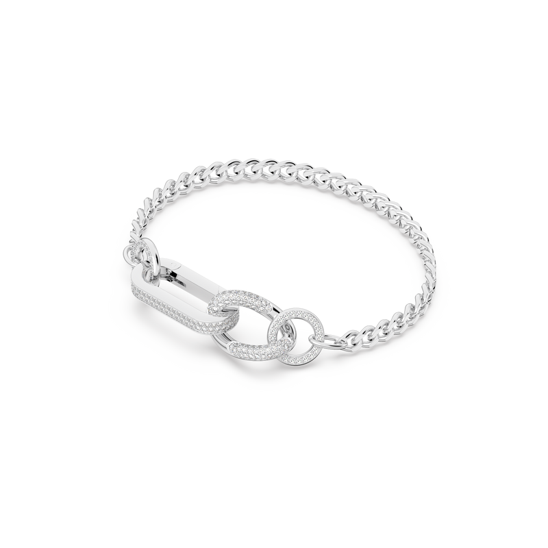 SWAROVSKI DEXTERA BRACELET, PAVÉ, MIXED LINKS, WHITE, RHODIUM PLATED