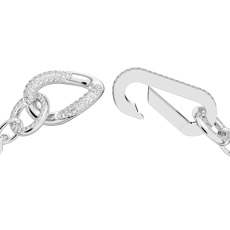 SWAROVSKI DEXTERA BRACELET, PAVÉ, MIXED LINKS, WHITE, RHODIUM PLATED