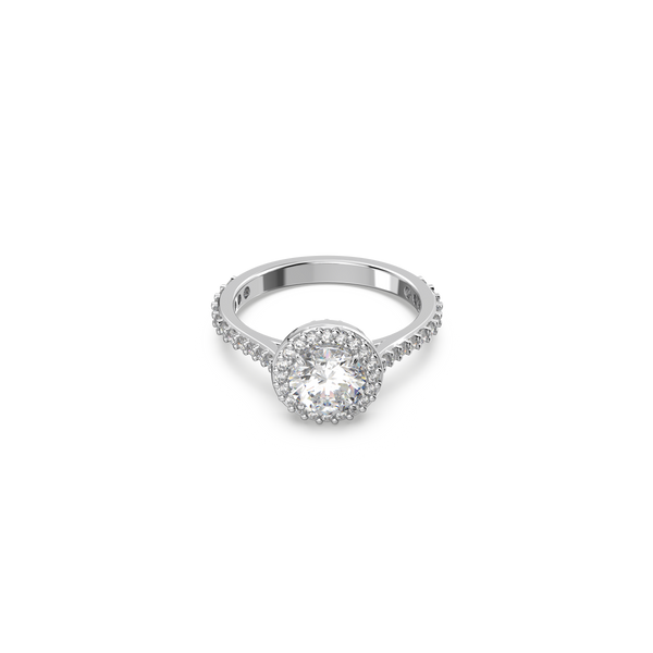 SWAROVSKI CONSTELLA COCKTAIL RING, ROUND CUT, PAVÉ, WHITE, RHODIUM PLATED