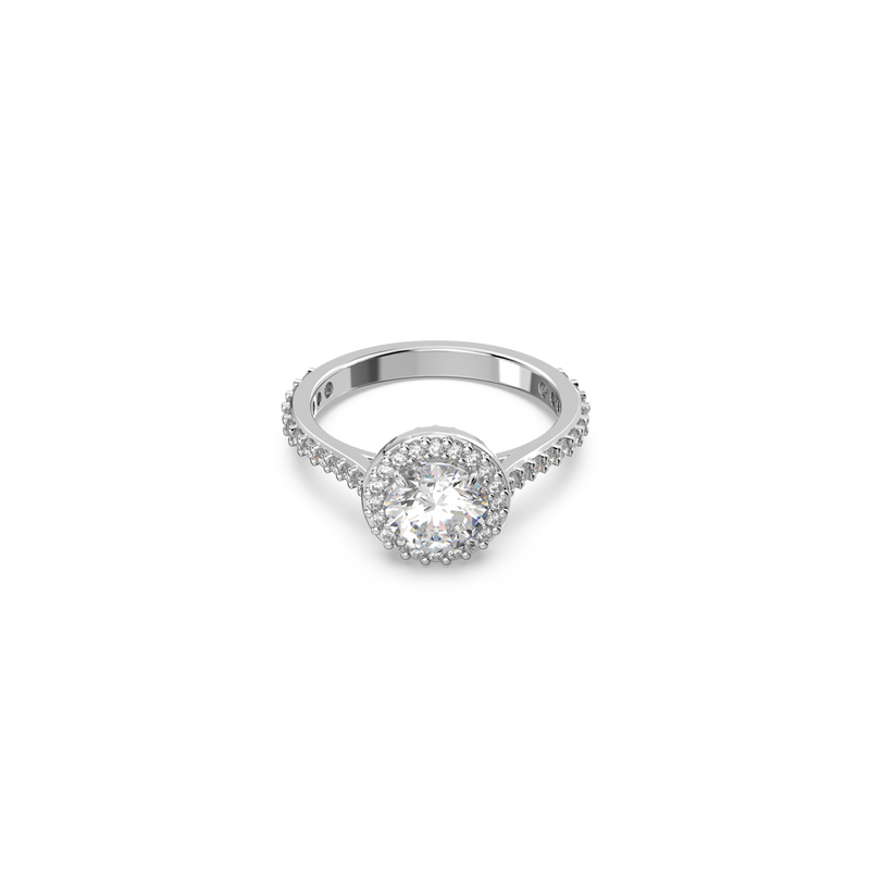 SWAROVSKI CONSTELLA COCKTAIL RING, ROUND CUT, PAVÉ, WHITE, RHODIUM PLATED