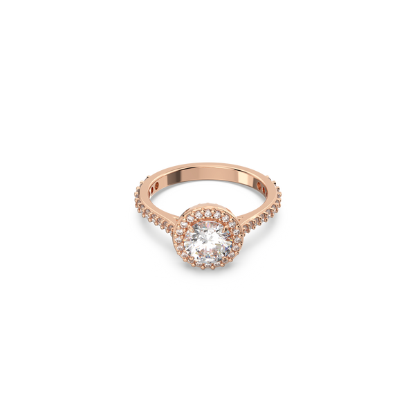 SWAROVSKI CONSTELLA COCKTAIL RING, ROUND CUT, PAVÉ, WHITE, ROSE GOLD-TONE PLATED