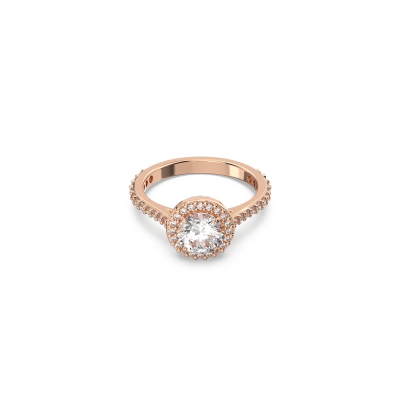 SWAROVSKI CONSTELLA COCKTAIL RING, ROUND CUT, PAVÉ, WHITE, ROSE GOLD-TONE PLATED