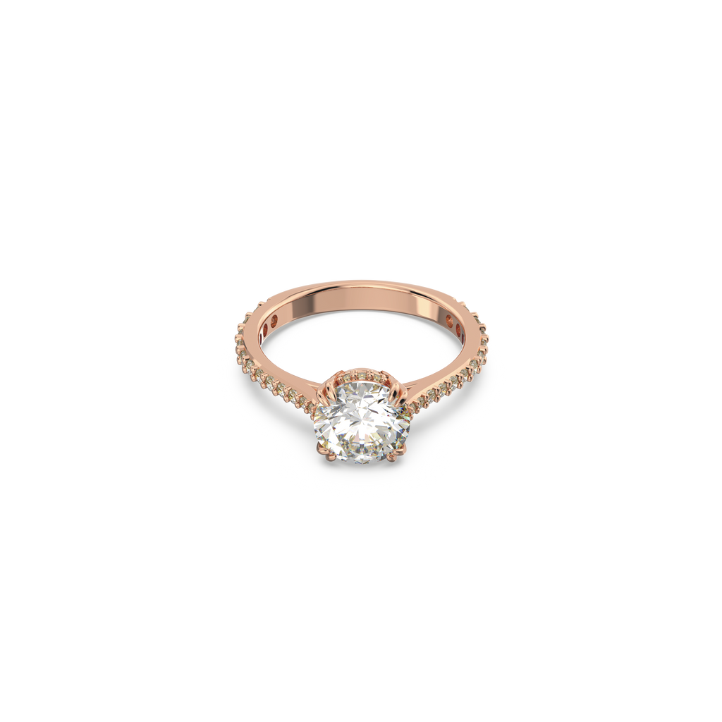 Swarovski Constella cocktail ring, Princess cut, Pavé, White, Rose Swarovski Constella cocktail ring, Princess cut, Pavé, White, Rose