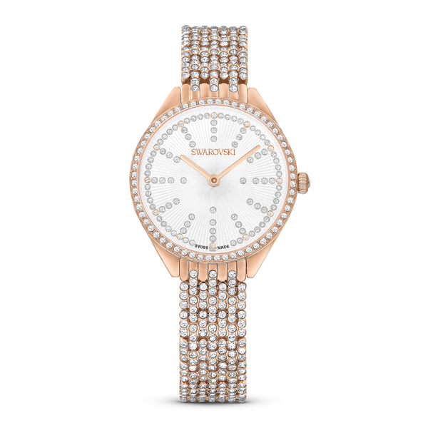 SWAROVSKI ATTRACT WATCH, SWISS MADE, FULL PAVÉ, METAL BRACELET, ROSE GOLD TONE, ROSE GOLD-TONE FINISH 5644053